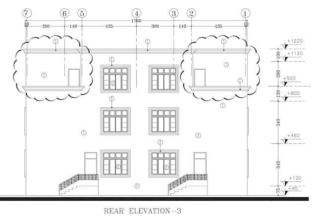 plan, façade, arriéré