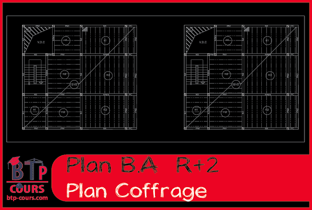 plan architecture et béton armé R+2