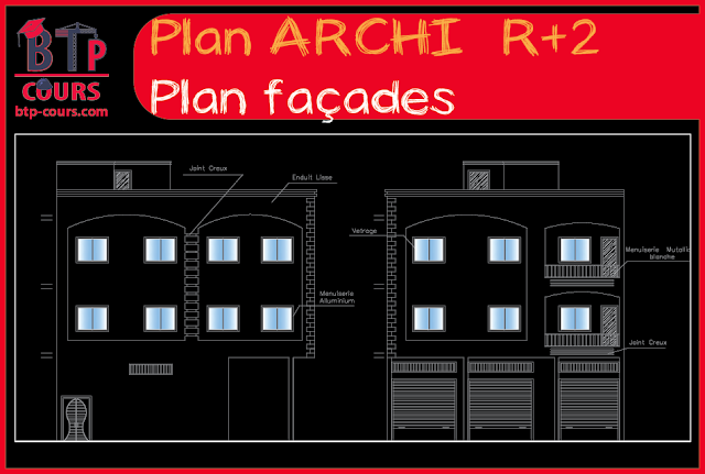 plan architecture et béton armé R+2
